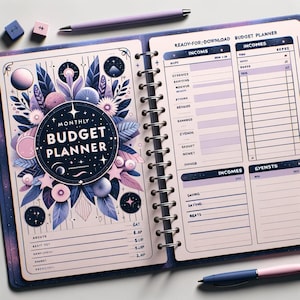 Planejador de orçamento para impressão | Modelos de orçamento mensal | Rastreador de finanças pessoais | Download instantâneo | Planejador de orçamento em PDF