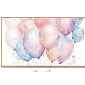 Samsung Frame Tv Art Birthday, Digital Download, Happy Birthday Watercolor Balloons Frame TV, Digital Download for Samsung Frame TV