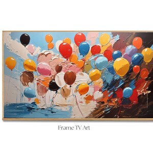 Samsung Frame Tv Art Birthday, Digital Download, Happy Birthday Oil Painted Balloons Frame TV, Digital Download for Samsung Frame TV