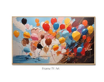 Samsung Frame Tv Art Birthday, Digital Download, Happy Birthday Oil Painted Balloons Frame TV, Digital Download for Samsung Frame TV