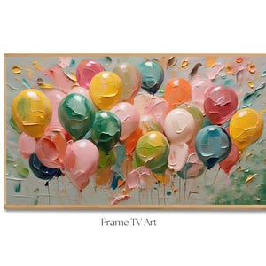 Samsung Frame Tv Art Birthday, Digital Download, Happy Birthday Oil Painted Balloons Frame TV, Digital Download for Samsung Frame TV