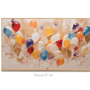 Samsung Frame Tv Art Birthday, Digital Download, Happy Birthday Oil Painted Balloons Frame TV, Digital Download for Samsung Frame TV