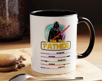Personlig Jag är fadern-mugg, Anpassad ljussabel-pappa-kaffemugg