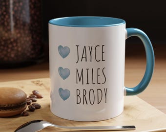 Taza personalizada para mamá de niño, taza personalizada con nombres de mamá de niños, 11 oz