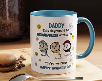 Grappige Vaderdagmok, aangepaste kindernamen, cadeau voor papa