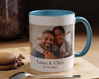 Taza de café con foto personalizada, texto personalizado, cerámica hecha a mano, 325 ml
