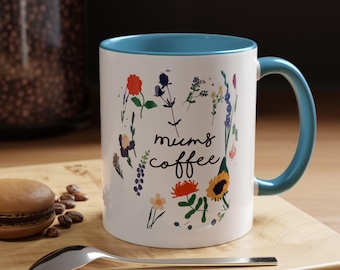 Personalized Floral Coffee Mug – Handmade Ceramic, Mother's Day Gift