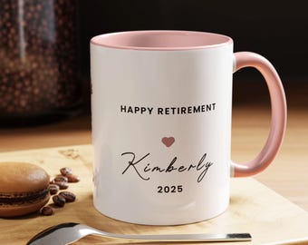 Taza de café personalizada para jubilación, regalo personalizado, cerámica de 325 ml.