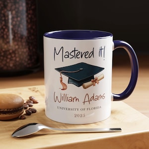 Mug maîtrise, maîtrise, cadeau de remise des diplômes de maîtrise, tasse à café personnalisée de maîtrise, tasse de remise des diplômes pour les maîtres