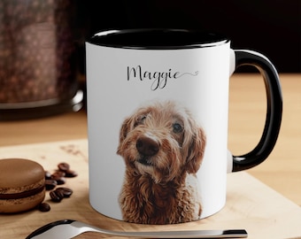 Custom Pet Portrait Mug, Dog Cat Photo Gift, Handmade Ceramic Mug