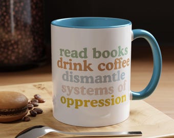 Book Lover Mug, Read Books, Drink Coffee, Handmade Ceramic Mug