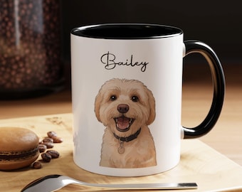 Custom Pet Portrait Mug, Personalized Dog & Cat Watercolor Mug