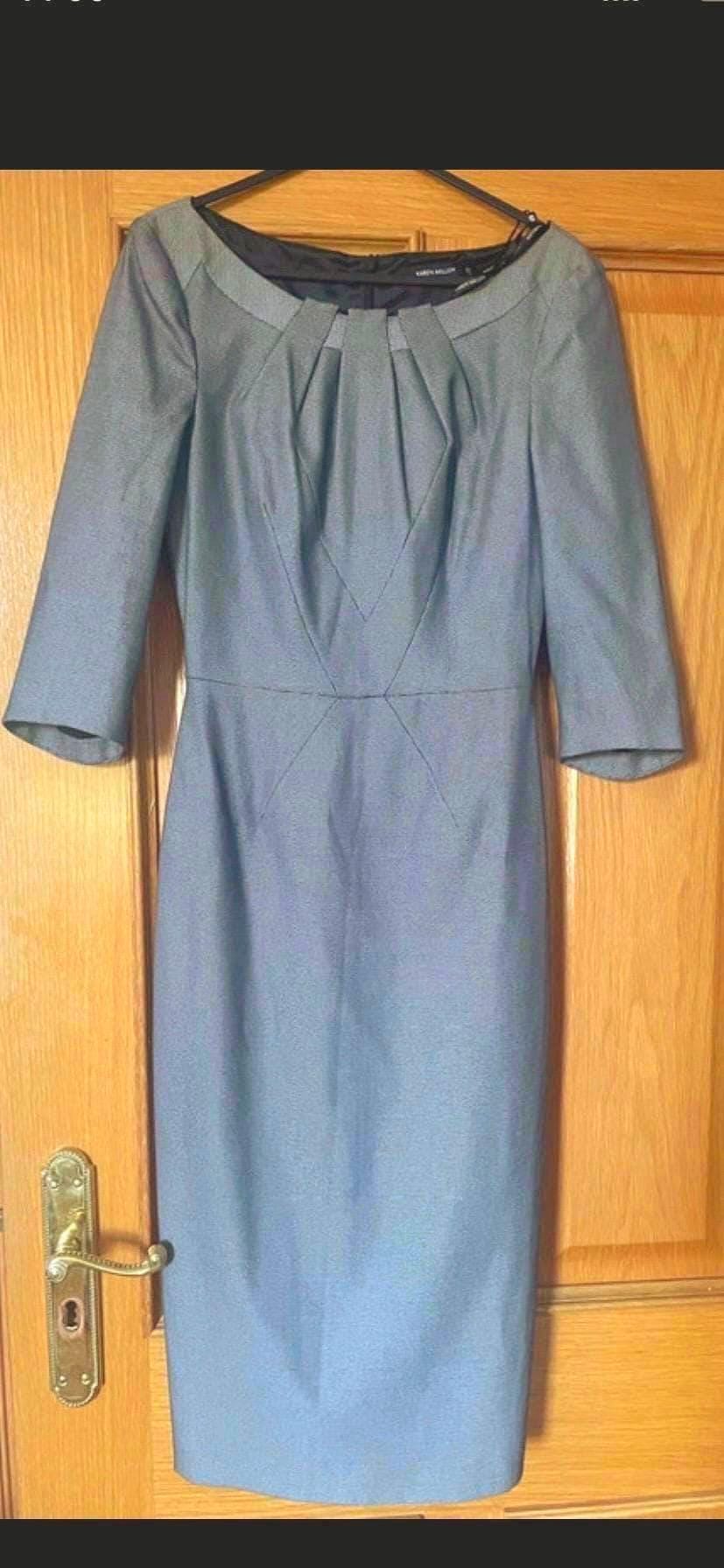 slim fit dress slacks Karen Millen Grey Wool Blend Cosy Bardot Knit Midi Dress UK XS