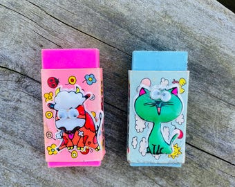 Vintage Goggle Eye Erasers: 1980s Collectible Gommes
