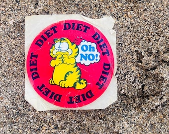 Pegatina vintage de Garfield Diet Oh No, Garfield de los años 80