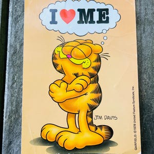 Vintage Garfield Postkarte, I love Me Postkarte 1980s Garfield Geschenk für Sie