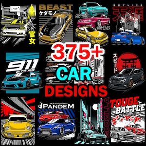 375+ JDM-autoontwerpen voor T-shirts, bedrukking, DTF, high-definition sublimatie