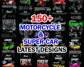 Diseños de camisetas de coches y motos: más de 150 gráficos PNG (descarga digital)