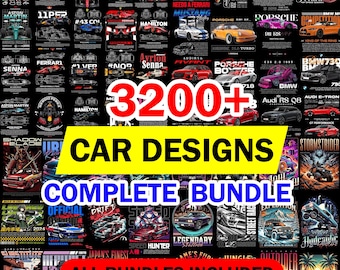 Más de 3200 diseños de coches para camisetas, impresión, DTF y sublimación de alta definición: paquete todo en uno