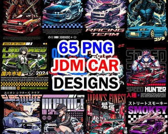 Paquete de 65 diseños de coches PNG, JDM, deportivos, musculosos, carreras callejeras, sublimación