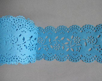 Vintage Paper Lace Look Ribbon Turquoise  3 Yards  Pastel Color Maxwell Big Quantity Available