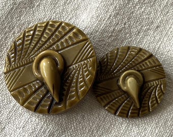 Botones de celuloide vintage con forma de garra de oso, únicos, grandes, tamaño 1+, plástico antiguo, 2 piezas