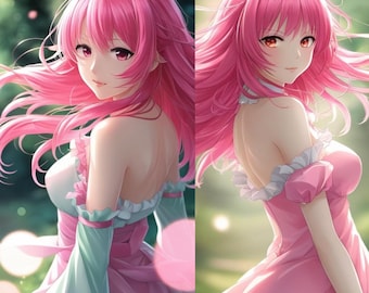 Anime Girl Pink Hair Manga Phone Wallpaper (Digital Download)