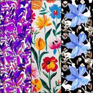 Mehrfarbige illustrierte Floral Lesezeichen Set von 5 Digital Download Hohe Qualität 300 DPI Standard 2 '' x 6 '' Zoll 2 PDF Datei