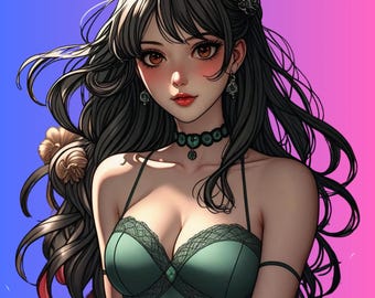 Pacchetto di clipart di ragazze anime: stile manga PNG (download digitale 300 DPI)