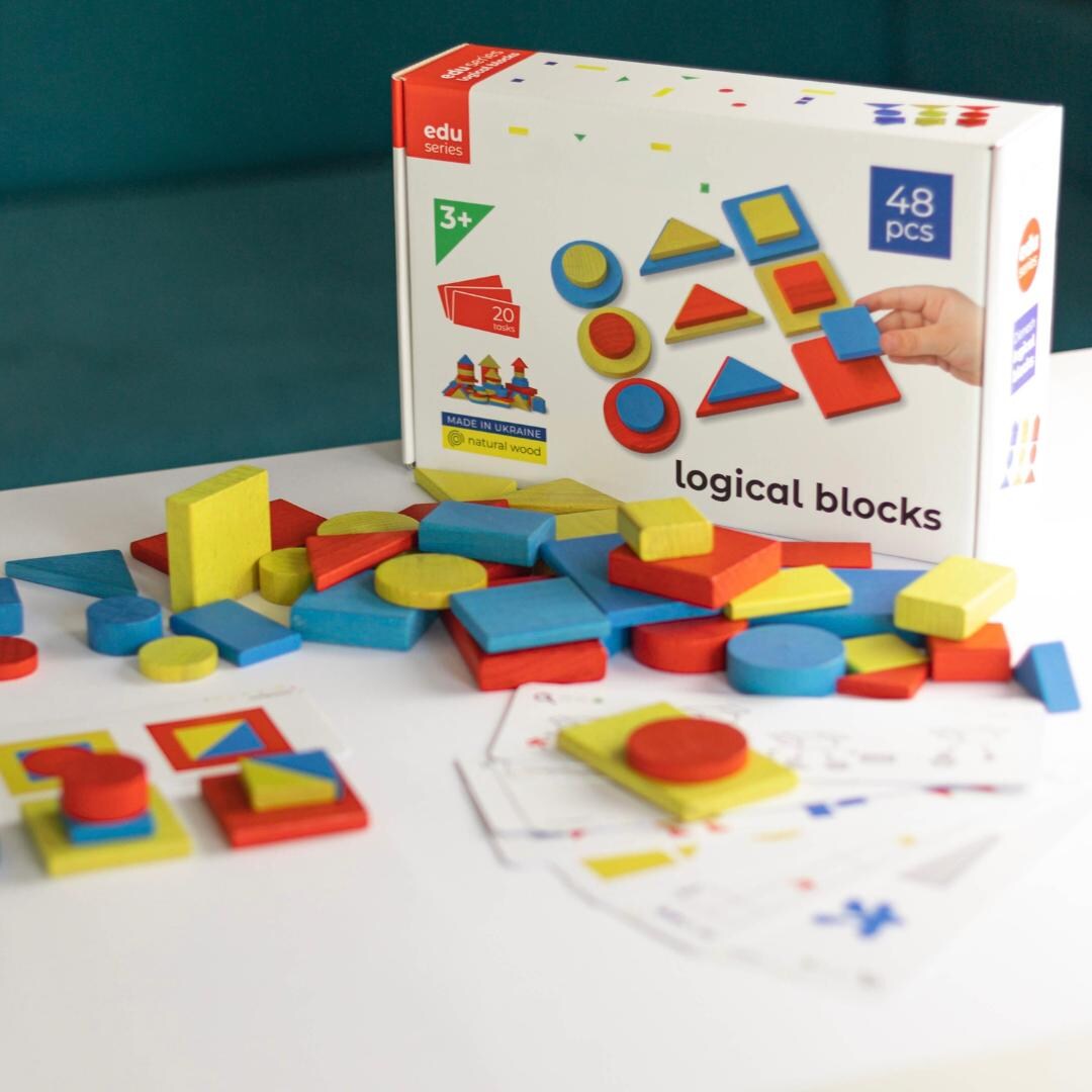 Geometric Wooden Blocks Set: 48-piece Shape Sorter for Toddlers - Etsy