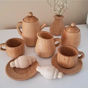Wooden Tea Set Pretend Toys Children&#39;s Tea Sets Montessori Play Set Toddler Tea Set Toy Tea Set Wooden Teapot Delishes Toy Imaginative Play