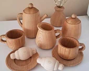 Wooden Tea Set Pretend Toys Children&#39;s Tea Sets Montessori Play Set Toddler Tea Set Toy Tea Set Wooden Teapot Delishes Toy Imaginative Play