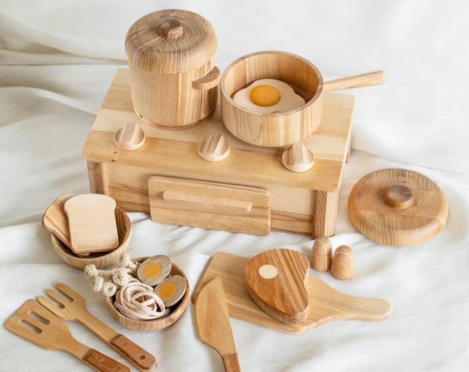 Montessori Wooden Kitchen Set: Pretend Play Cooking Toys for Toddlers