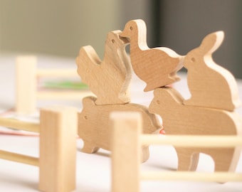 Wooden Farm Animal Set: Montessori Sensory Toy, Autism Gift