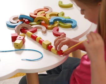 Montessori Wooden Building Blocks: Shapes Sorter, Stacking Toy
