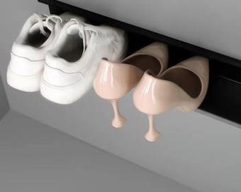 Black Metal Wall Mounted Shoe Rack, Entryway Organizer