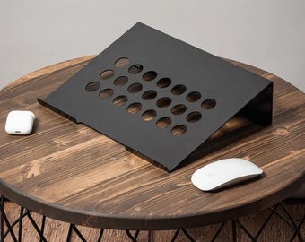 Metal laptop stand for table, Modern Desk Stand for Office and Home, Improves Posture & Cooling