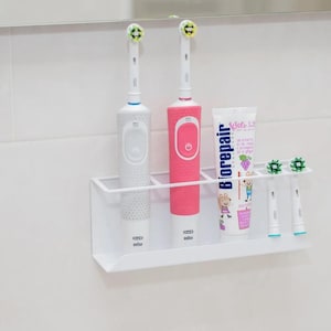 Toothpaste Holder Rack, Bathroom Toothbrush Stand, Metal Toothbrush Stand, Wall-Mounted Holder Toothpaste Organizer, Electric Toothbrush hol