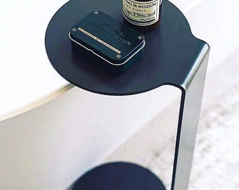 Side Table Space Saving, Minimalist End Table for Office Lounge Room Dorm, Round Top, Space-Saving Couch & Bathtub Table,  Metal Side table