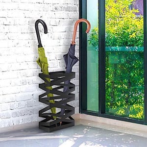 Umbrella Stand Modern, Rectangular Metal Umbrella Stand, Decorative Umbrella Stand Organizer,  Umbrella Bucket (Color : White,Black )