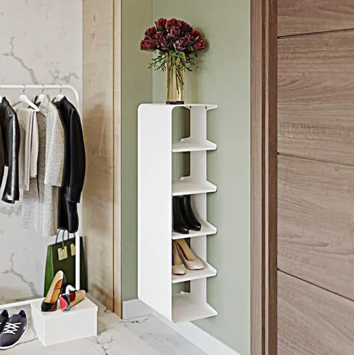 Narrow Tall Shoe Rack, Shoe Storage Standing, Cabinet Footwear ...