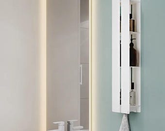 Design vertikales Regal, Metall schwebendes Badezimmer Regal, moderner Wand Organizer, schlankes Metallregal Geschenk