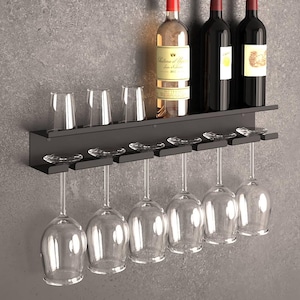 KOMONG 10 inch bronzen ijzeren wijnglazen rek, onder kast wijnglas houder, geen schroef opknoping stemware houder voor kast keuken bar, geschikt voor de plank 1 inch of minder, set van 3 KOMONG 10 inch bronzen ijzeren wijnglazen rek, onder kast wijnglas houder, geen schroef opknoping stemware houder voor kast keuken bar, geschikt voor de plank 1 inch of minder, set van 3