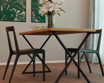 Pair X-Form Steel Table Legs, Modern Desk Base, Powder Coated