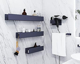 Bathroom Wall Shelf Modern Simple Preservative  Steel Waterproo,Bathroom Wall Organizer, Modern Metal Floating Bathroom Shelf, Storage Bath