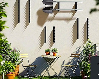 Ganchos para herramientas de jardín. Organizador de almacenamiento para colgar en la pared, garaje o cobertizo. Estante para herramientas de jardín, estante para cañas de pescar.