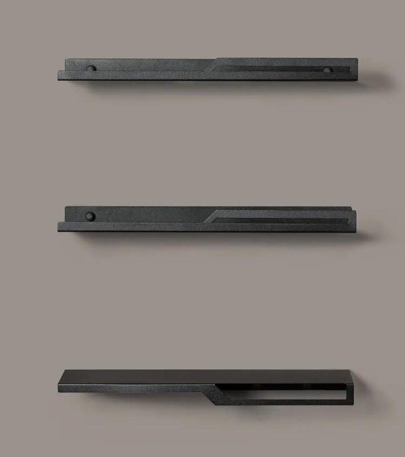 Photo inspiration: Fresh Look at Set Of 3 Black Floating Wall Shelves For Bathroom Storage