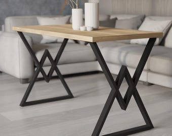 Patas de mesa de metal, patas de mesa de 28", patas de acero para escritorio de comedor, bricolaje, industrial, patas de escritorio modernas de hierro en forma de X, patas de mesa de centro para muebles pesadas