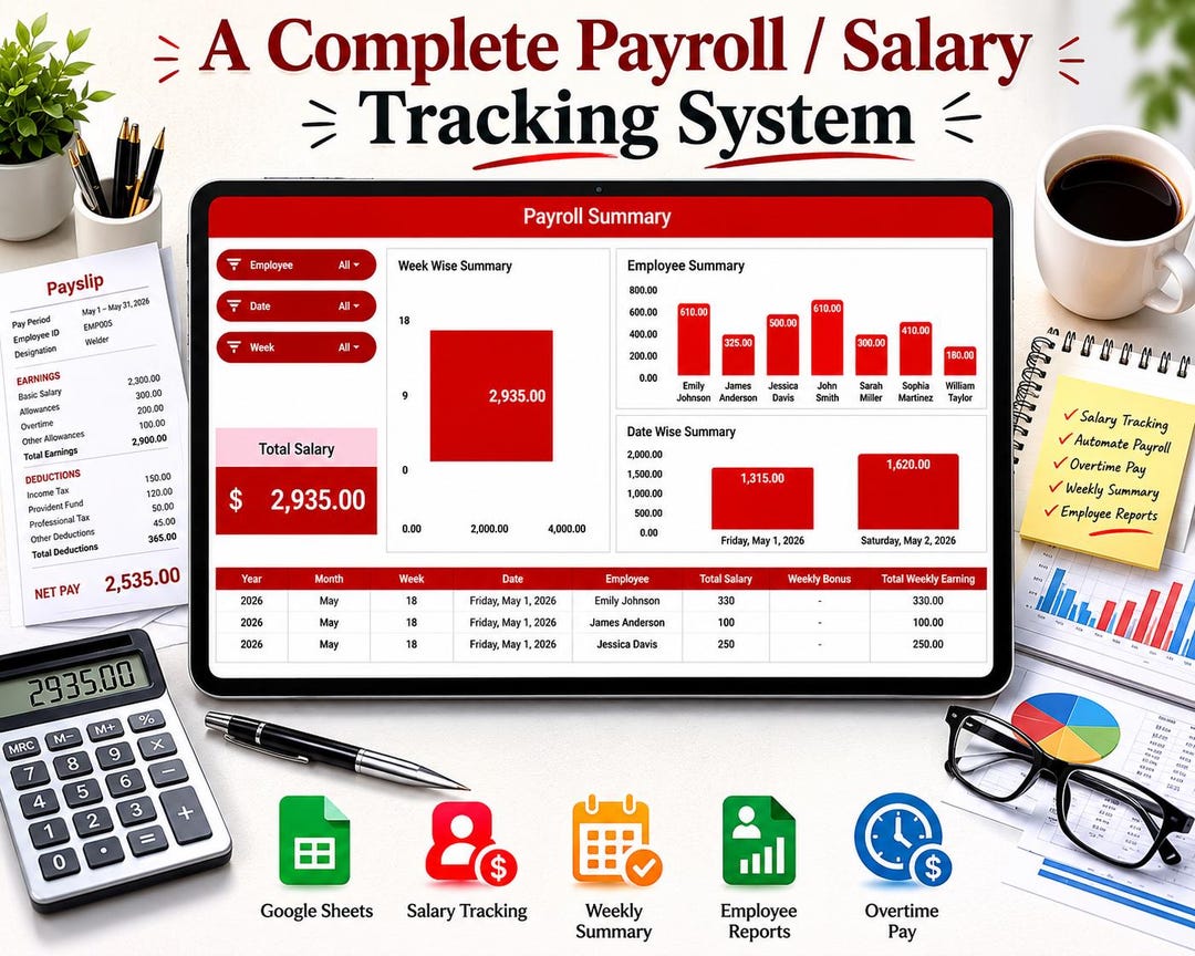 Salary Tracker Spreadsheet | Payroll Template for Small Business ...