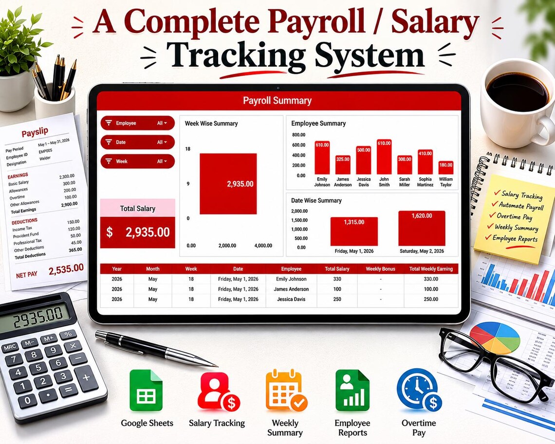 Salary Tracker Spreadsheet | Payroll Template for Small Business ...